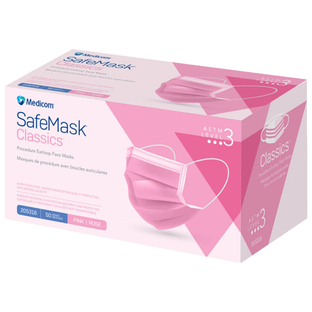 Medicom SafeMask Level 3 Earloop Masks ASTM Dental Surgical - 50/Box