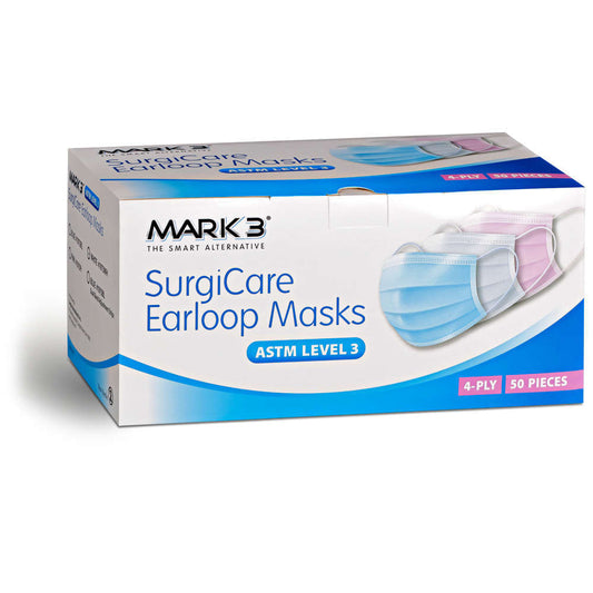 SurgiCare Earloop Face Masks ASTM Level 3 50/bx Black - MARK3