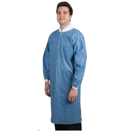 Protect Plus Disposable Lab Coats Knee Length Ceil Blue 10/pk - MARK3