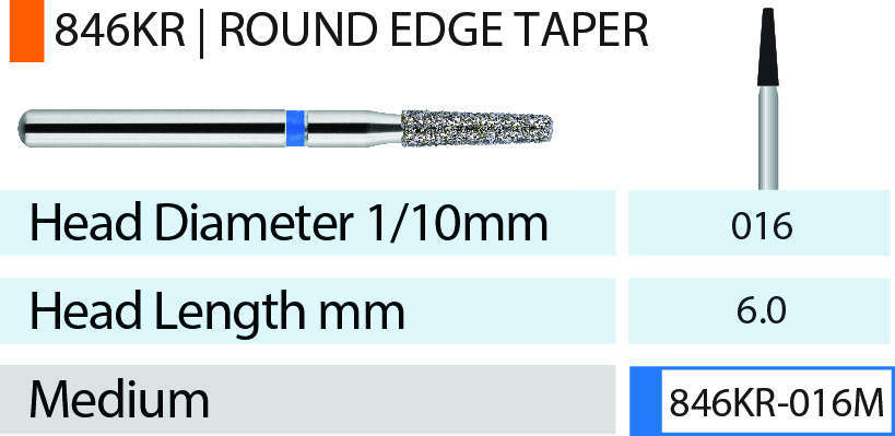 Blue Streak Diamond Burs 5/pk Round Edge Taper - MARK3 - 845KRS-019C