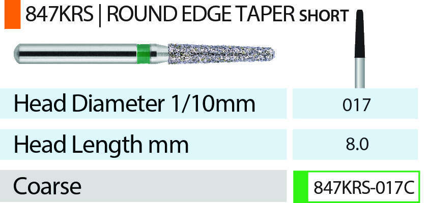 Blue Streak Diamond Burs 5/pk Round Edge Taper - MARK3 - 846KR-016M