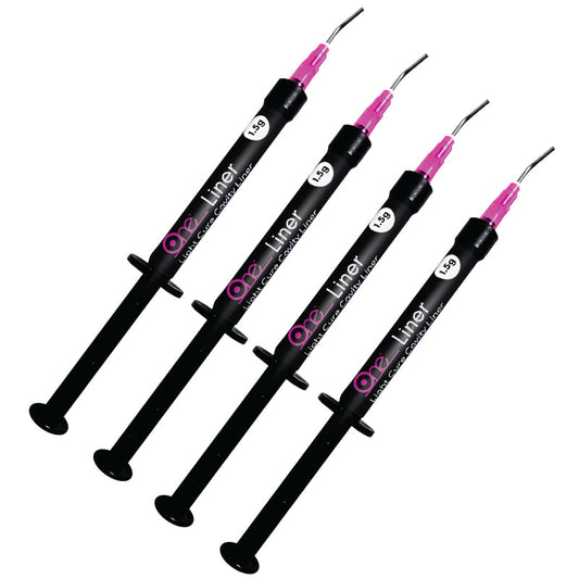 HEXA One Liner Light Cure Cavity Liner, 1.5gr Syringe (4/Pack) + 20 Pre-Bent Tips